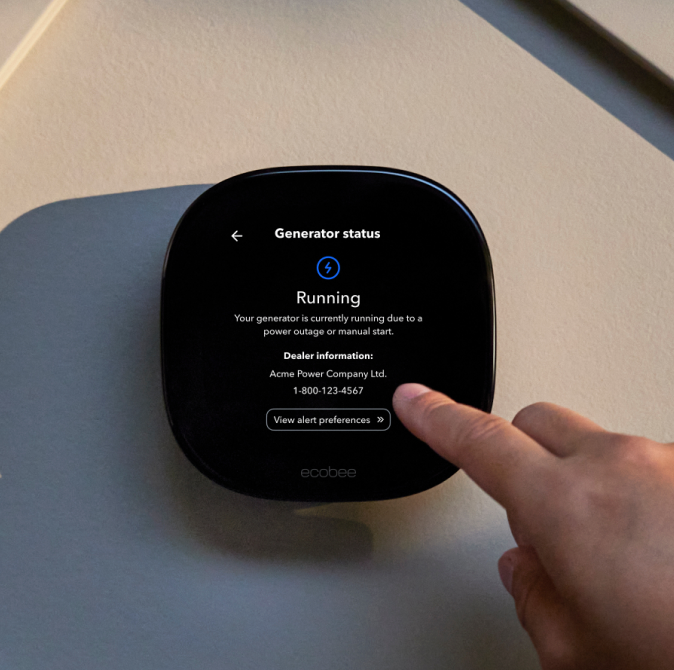 Estado del generador en pantalla ecobee