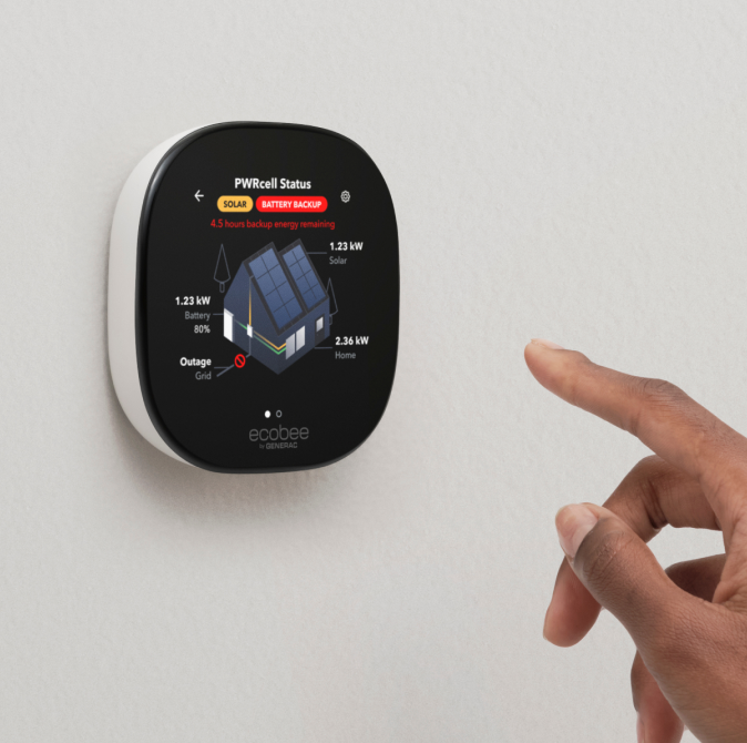 Pantalla ecobee mostrando estado del PWRcell 2